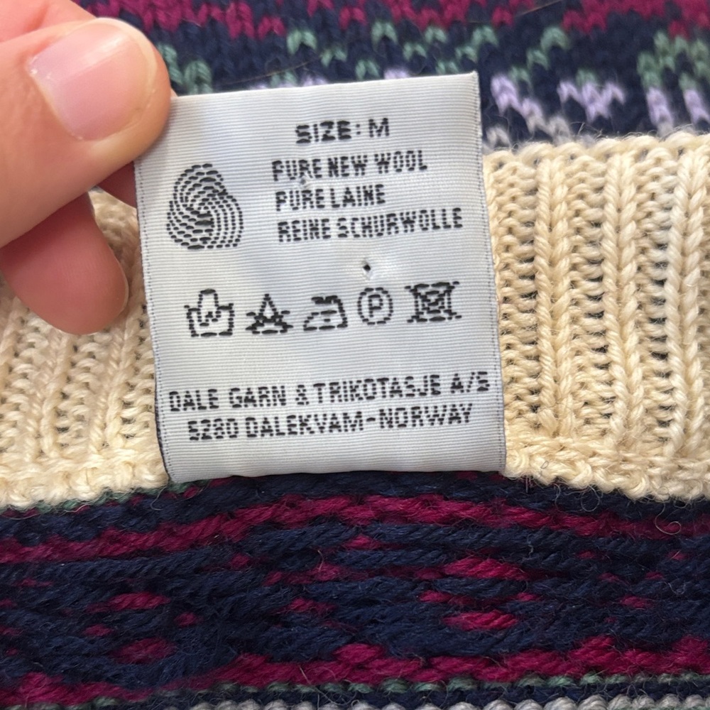 Dale of Norway Nordic Pattern Sweater Cream 100% wool made in Norway - Picture 11 of 13